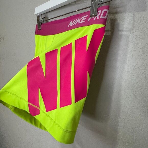 Nike PRO Shorts Size Medium Neon Green Pink Compression Running Track XC - Picture 3 of 7